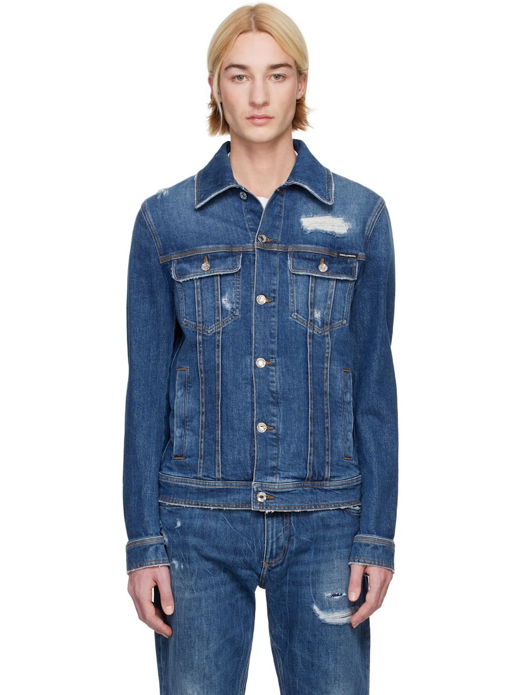 Blue Stretch Denim Jacket - 1