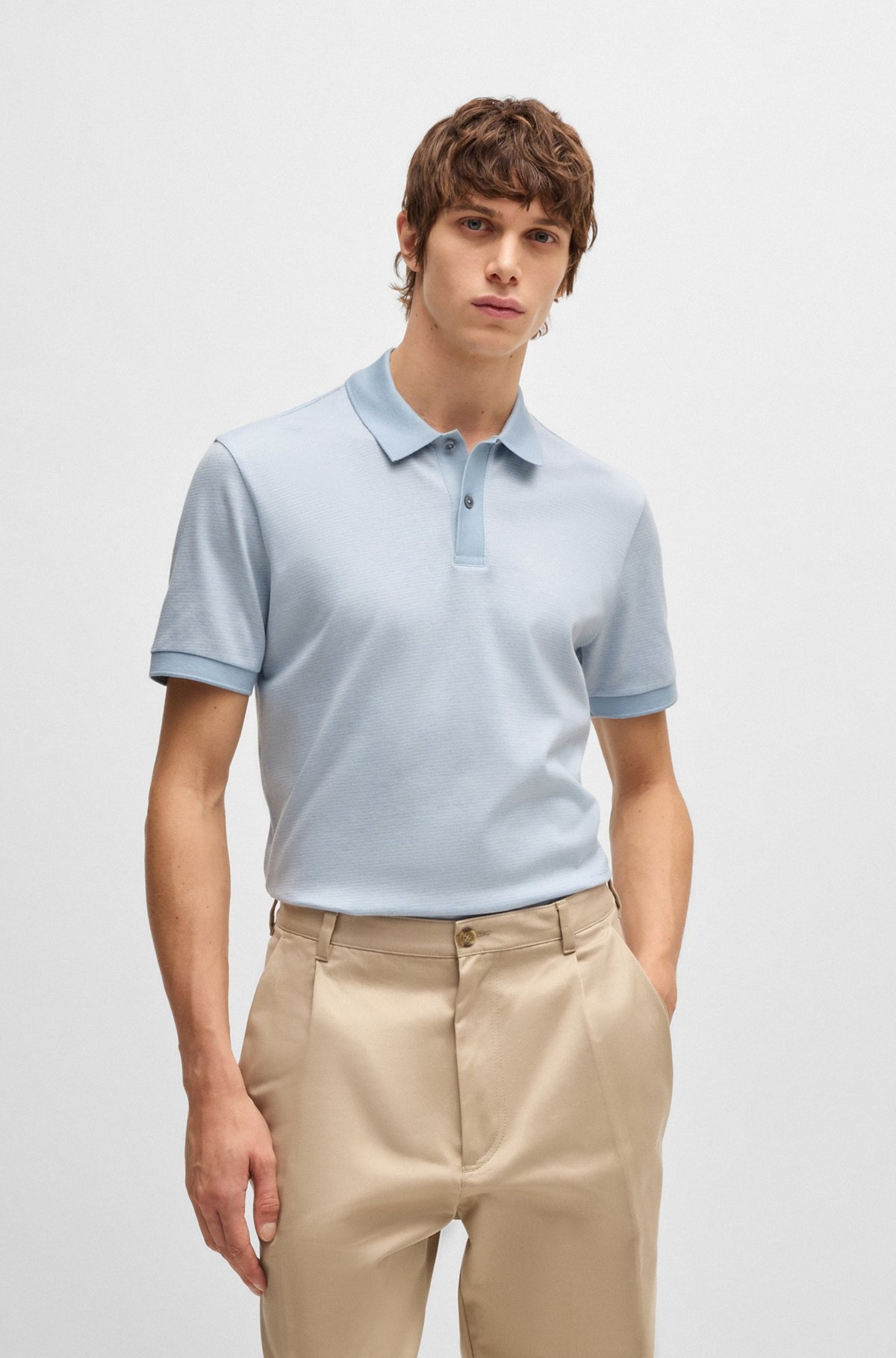 MERCERIZED-COTTON POLO SHIRT WITH MICRO PATTERN - 2