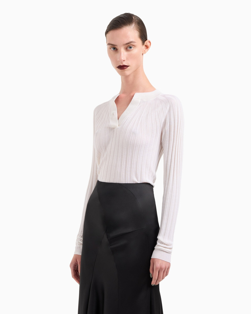 GIORGIO ARMANI CREW-NECK RIB-KNIT JUMPER IN CASHMERE AND SILK outlook