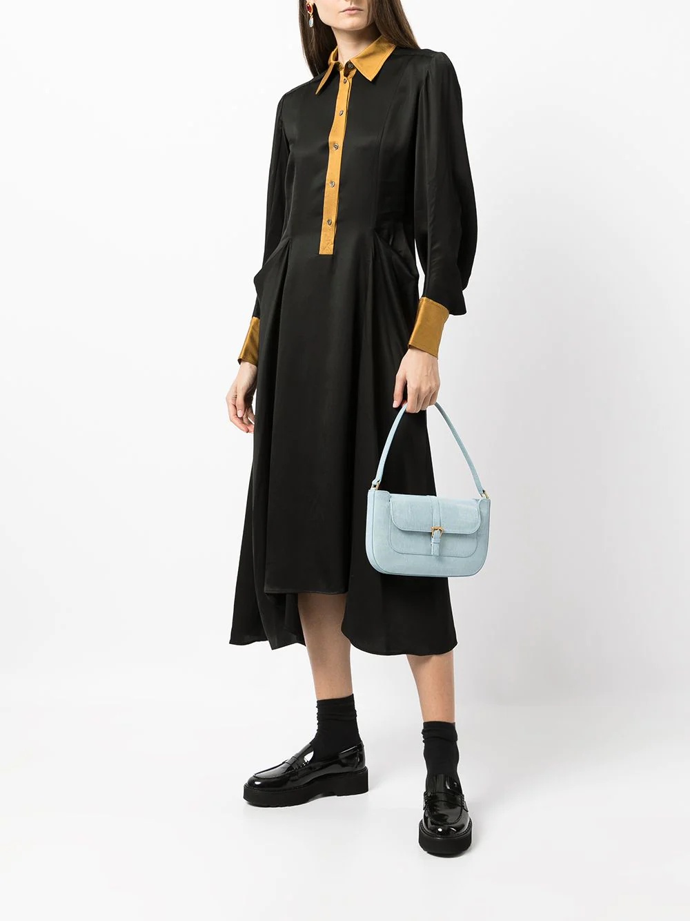 two-tone midi shirt dress - 2