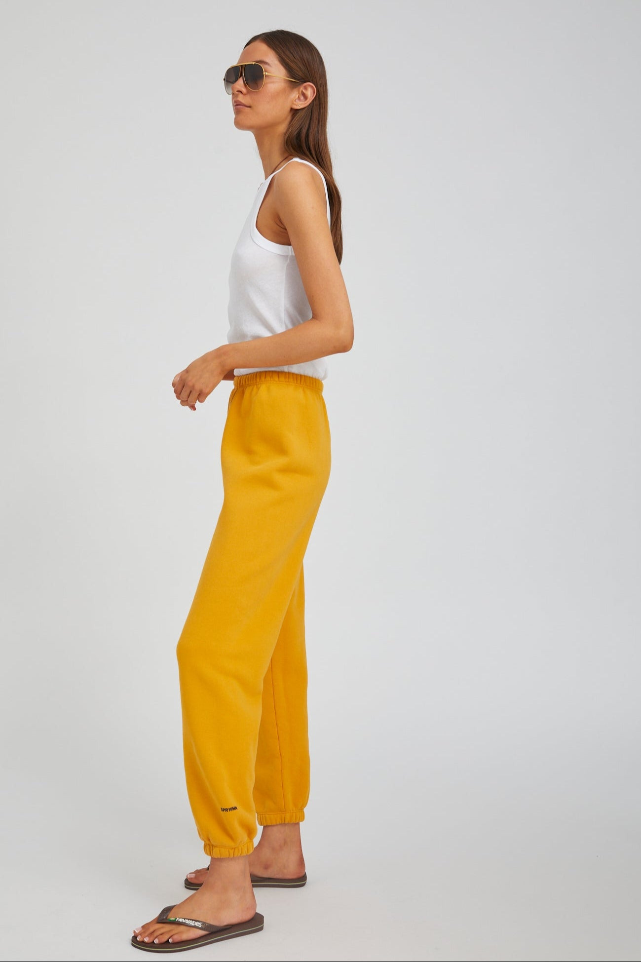 MUSTARD COTTON MINI LOGO SWEATPANTS - 4