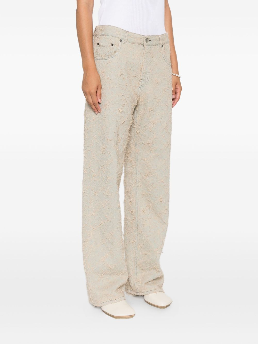 frayed-texture jeans - 3