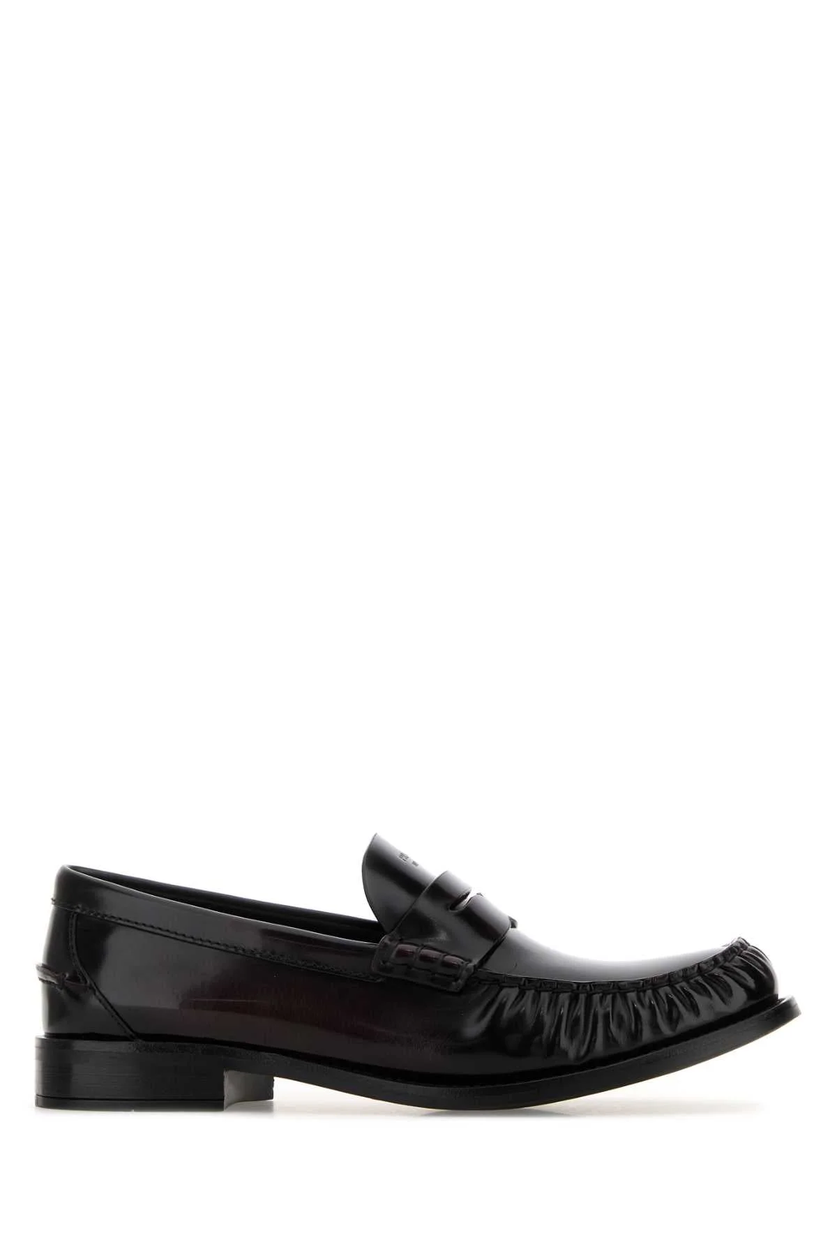 Prada Women Dark Brown Leather Loafers - 1