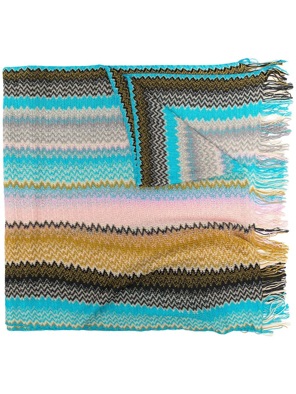 fringed embroidered scarf - 1