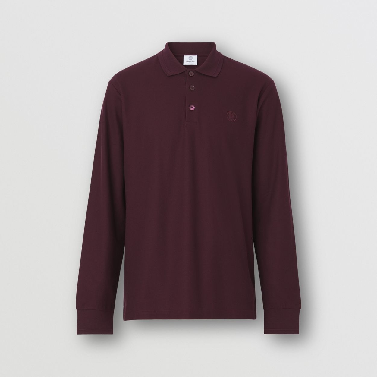 Long-sleeve Monogram Motif Cotton Piqué Polo Shirt - 1