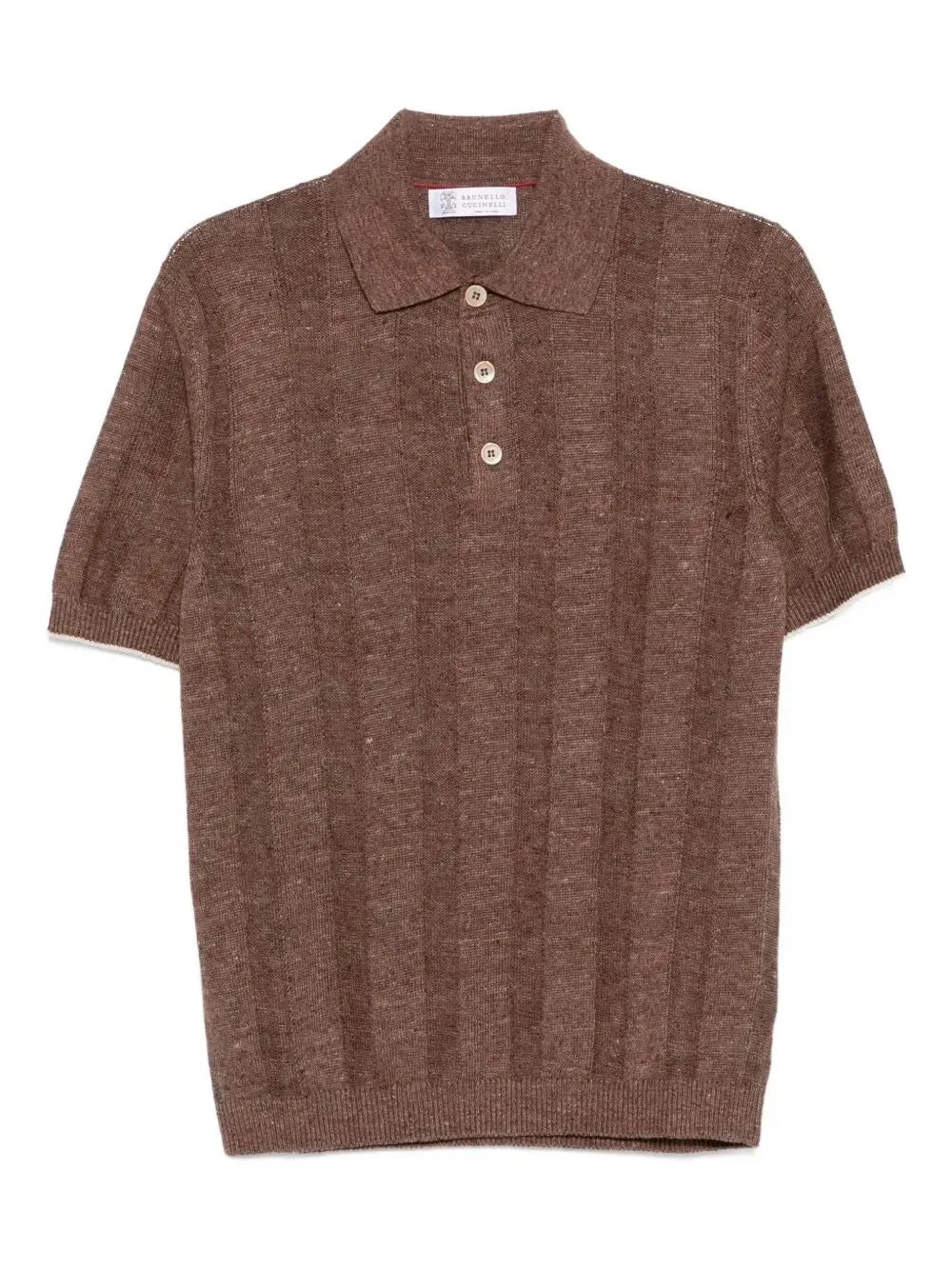 Brunello Cucinelli Men Linen And Cotton Wide Rib Knit Polo - 1