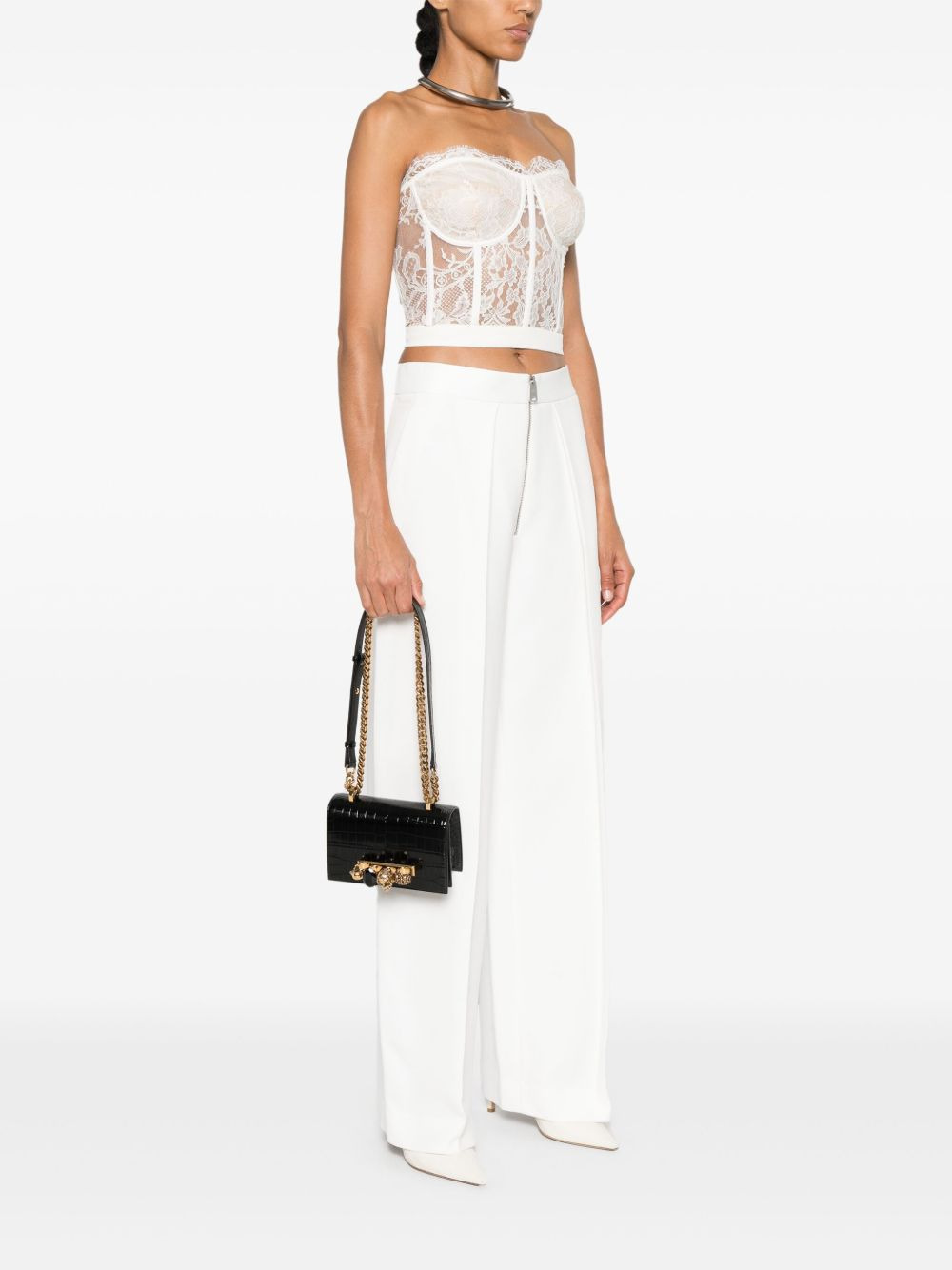 Jewelled crocodile-effect satchel - 2