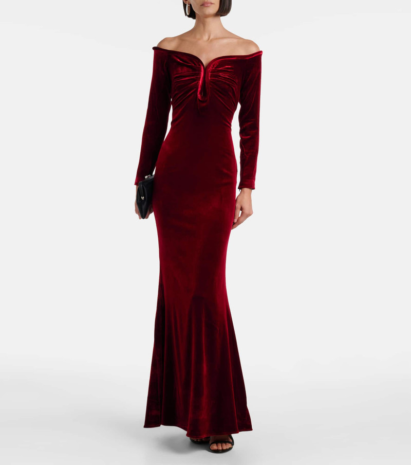 ROLAND MOURET Off-shoulder velvet gown outlook