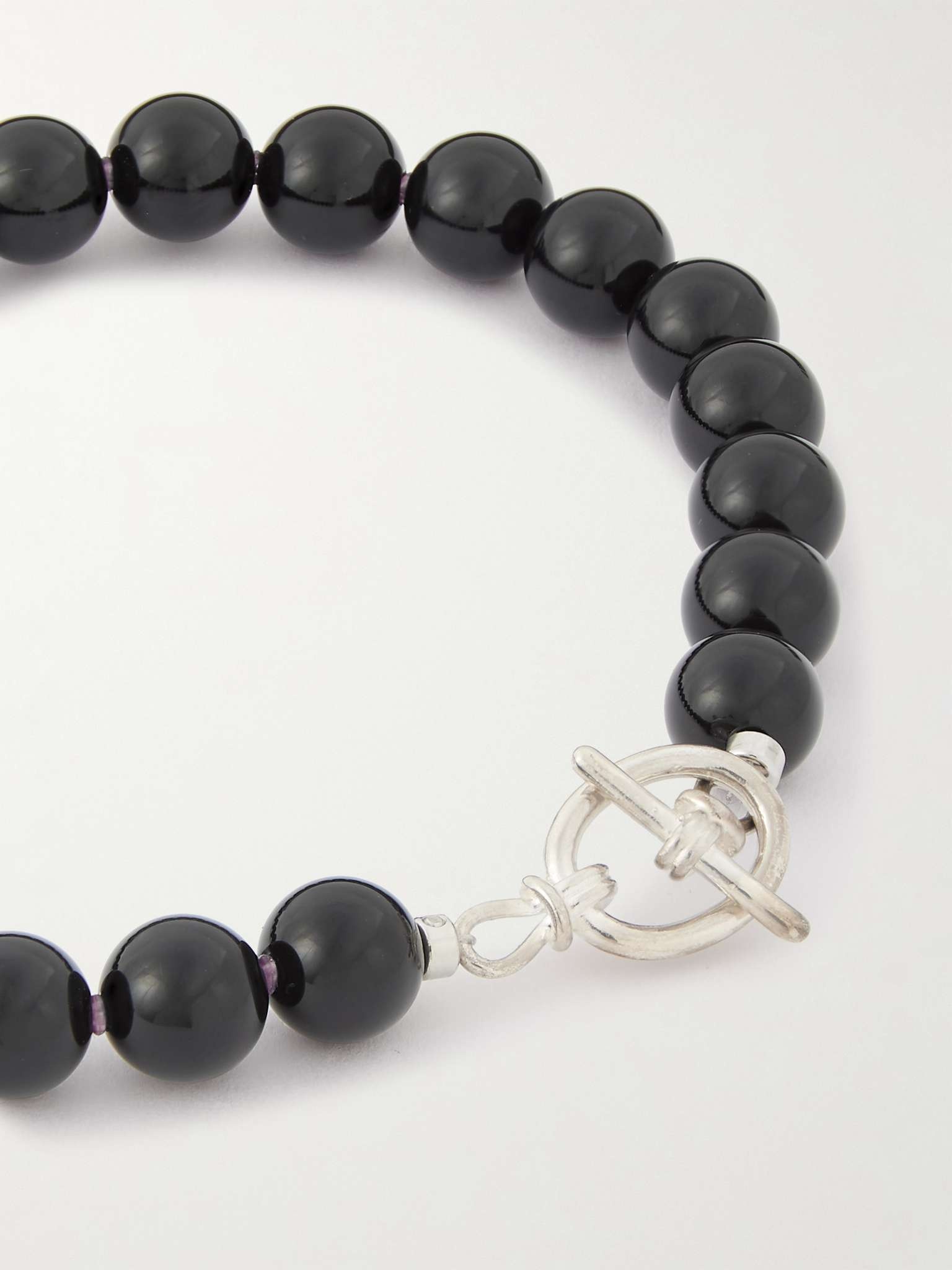 Silver-Tone Onyx Beaded Bracelet - 4