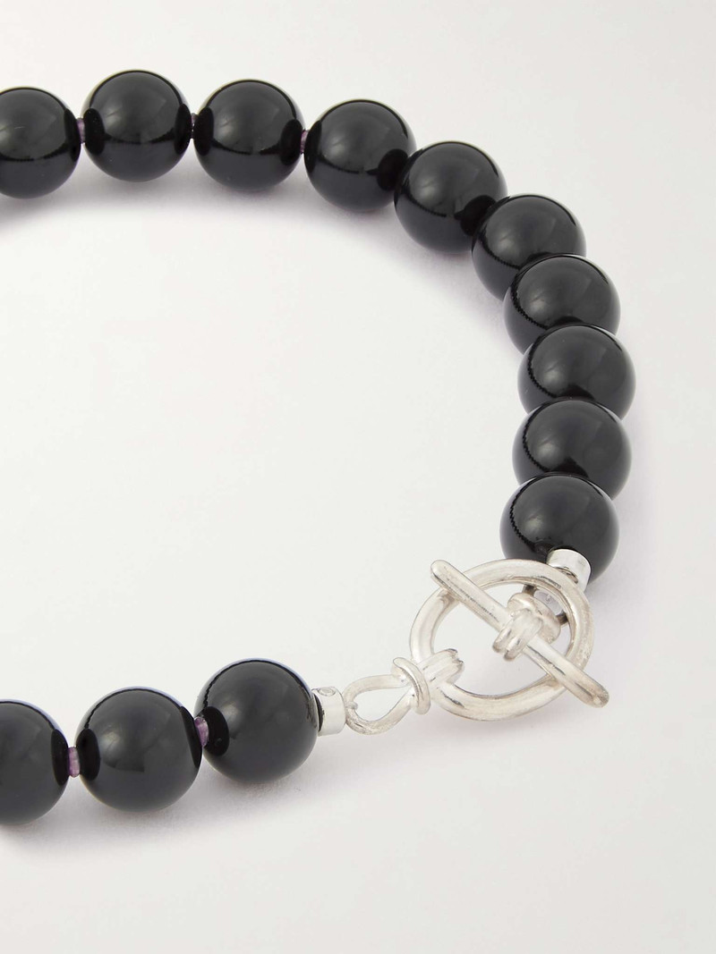 Silver-Tone Onyx Beaded Bracelet 4