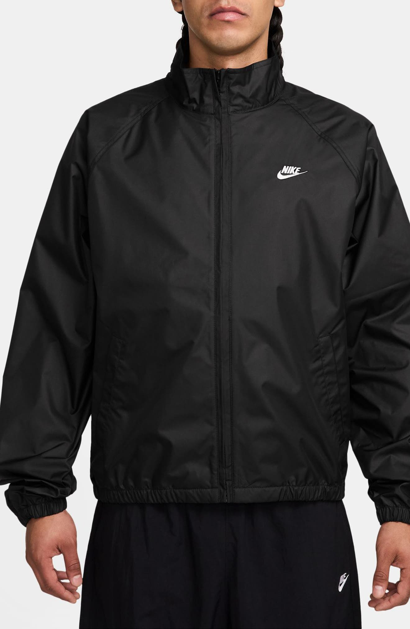 Nike Sportswear Club Water Repellent Full-Zip Jacket in Black/White at Nordstrom - 1