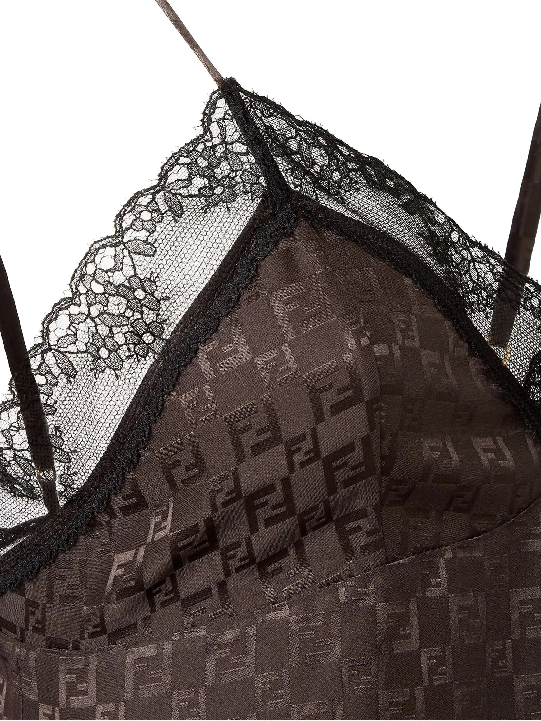 Fendi Jacquard FF Lace-trimmed Top - 3