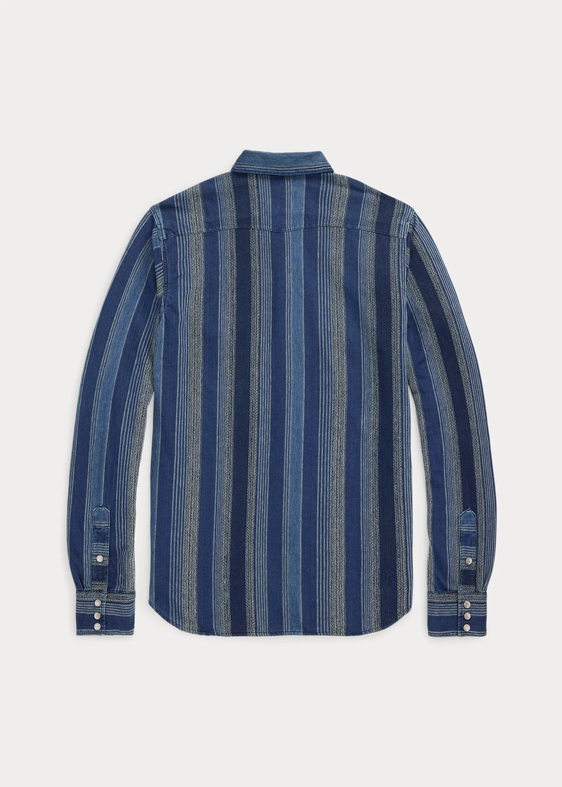 RRL by Ralph Lauren Slim Fit Indigo Striped Western Shirt outlook