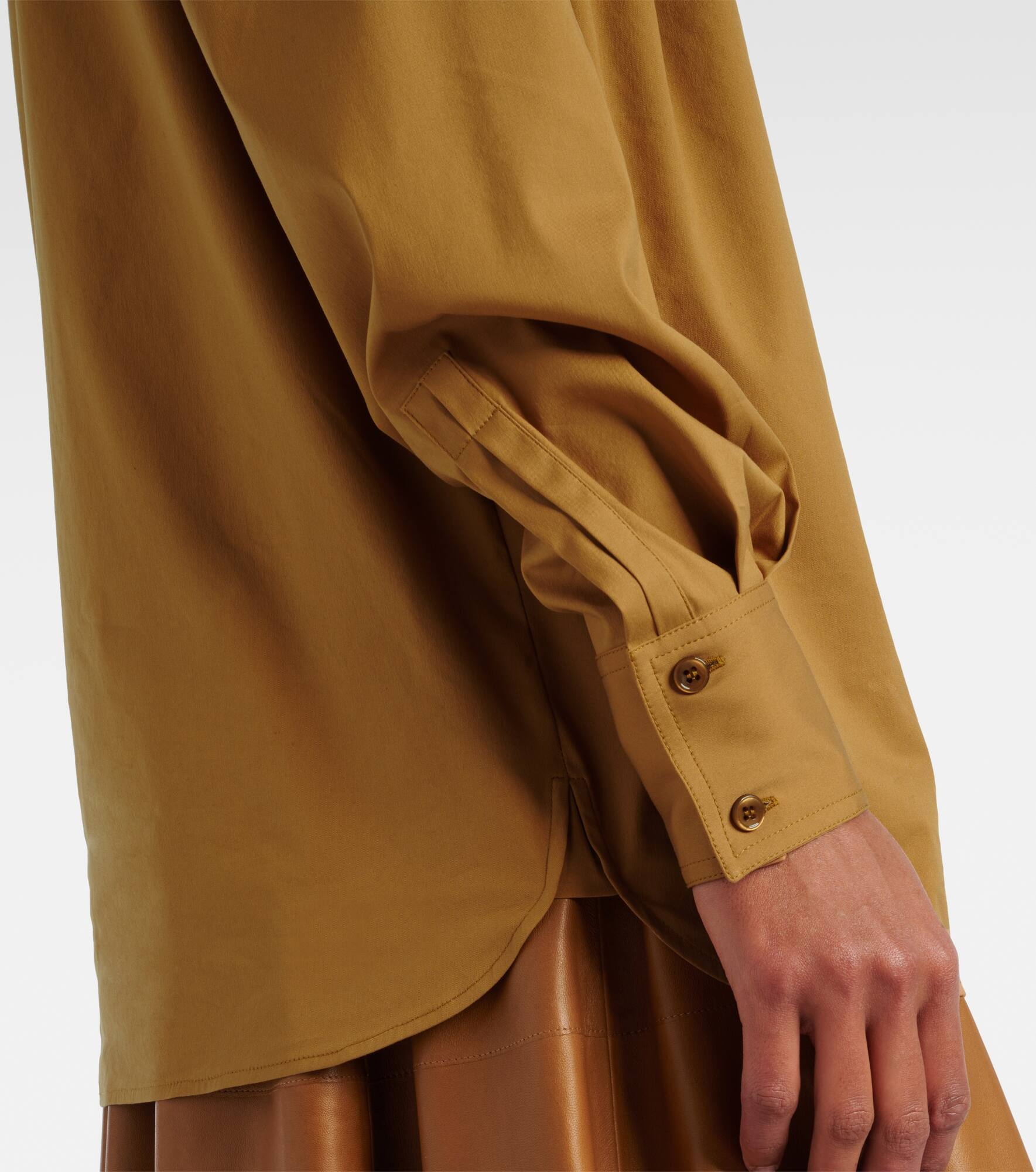 Gathered cotton-blend blouse - 5