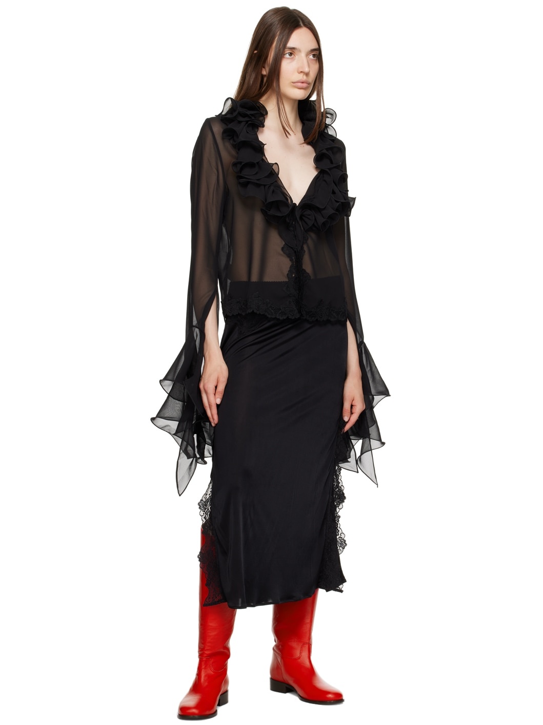 Black FrouFrou Blouse - 4