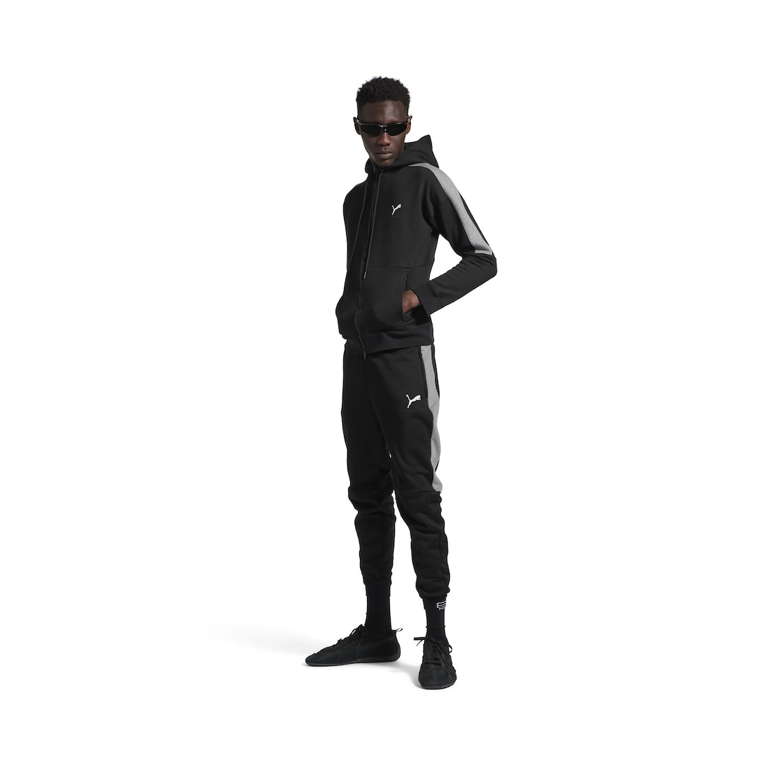 Balenciaga I Puma Hooded Tracksuit Jacket in Black/dark Heather Grey - 2