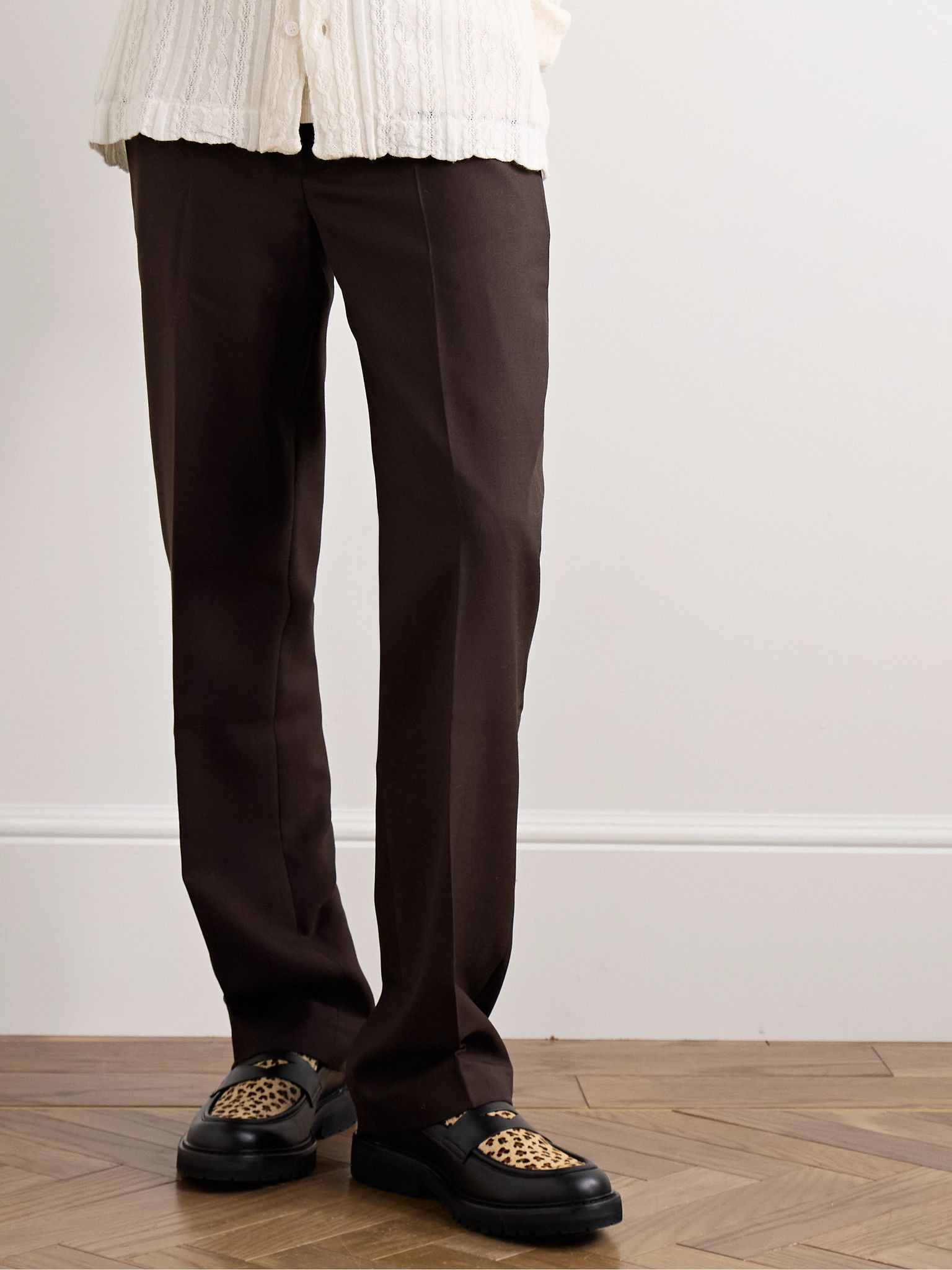 Mike Straight-Leg Twill Suit Trousers Dark brown - 3
