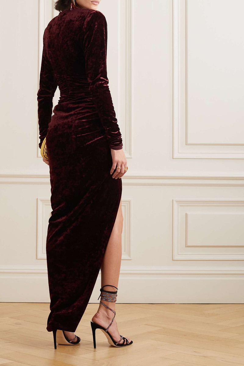 Ruched stretch-velvet maxi dress 3