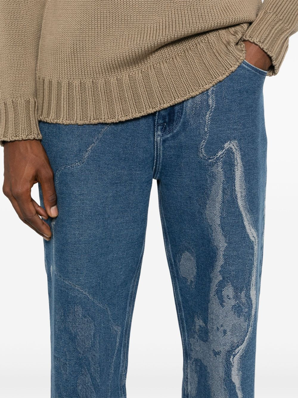 Earth-print cropped jeans - 5