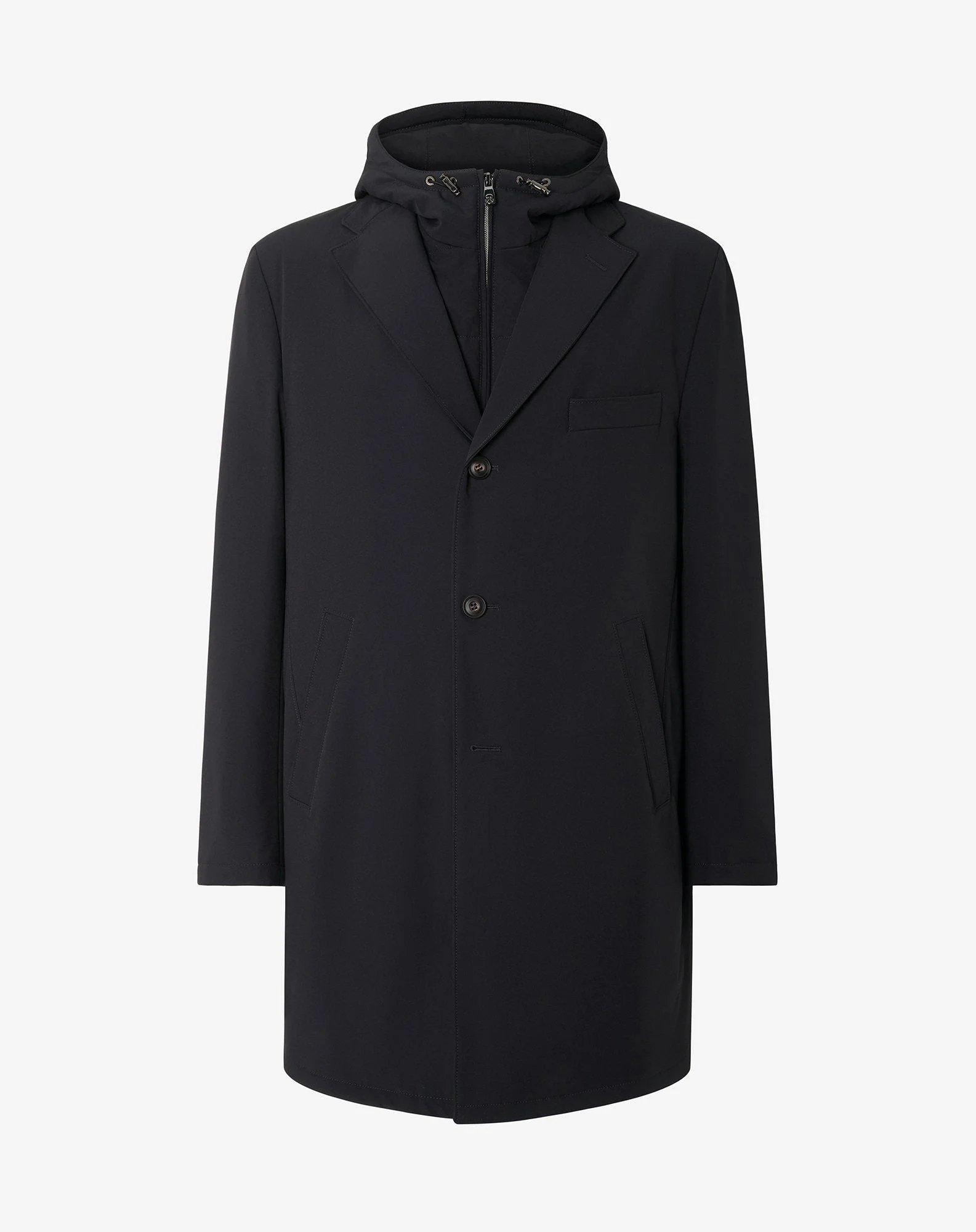 Blue technical fabric coat with detachable vest - 1