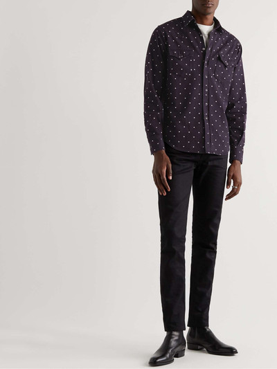 SAINT LAURENT Polka-Dot Denim Western Shirt outlook