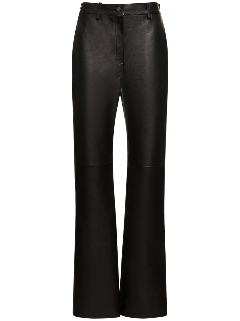 Leather high rise straight pants - 1