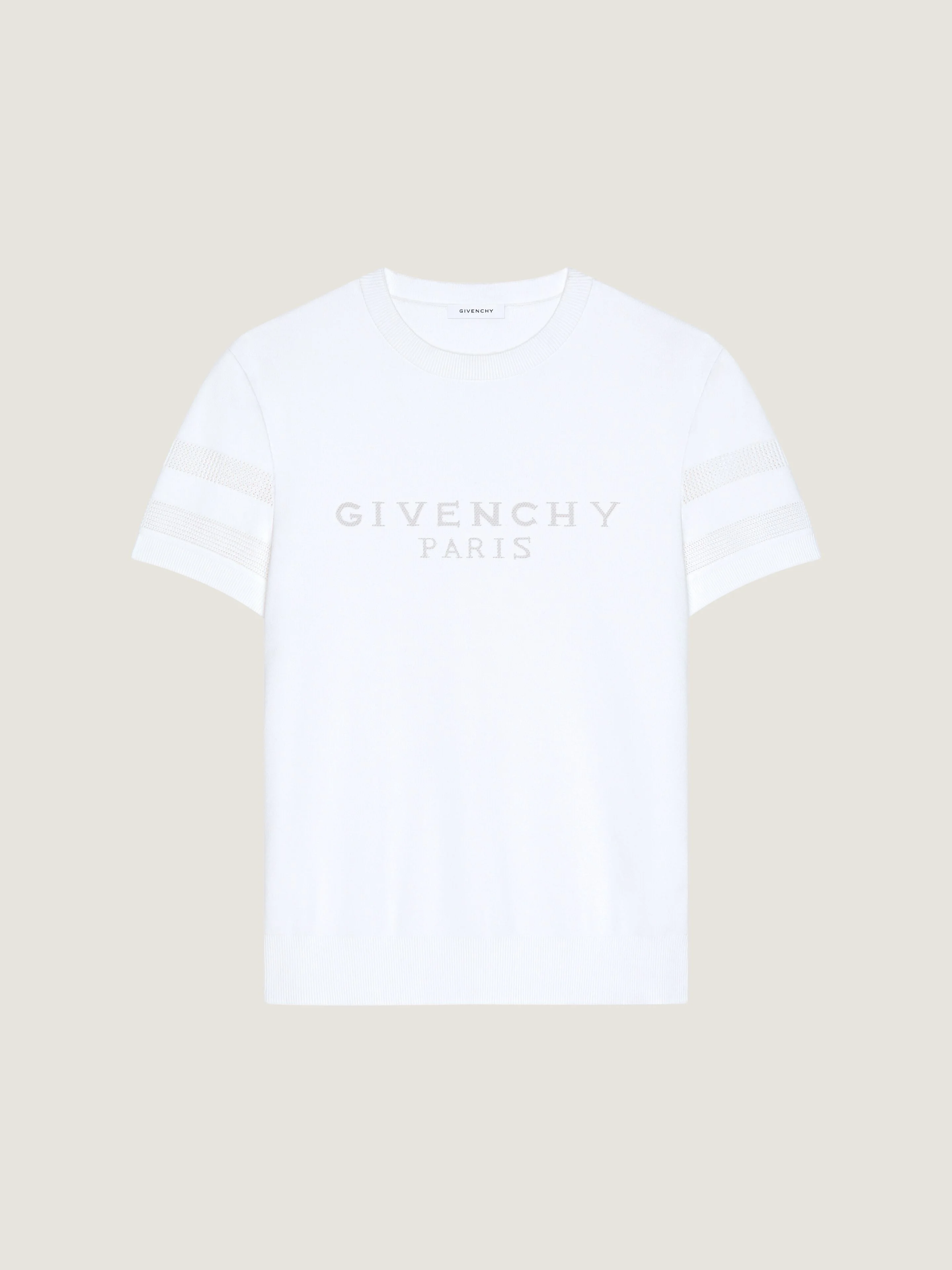 T-SHIRT IN COTTON KNIT WITH GIVENCHY PARIS JACQUARD - 1