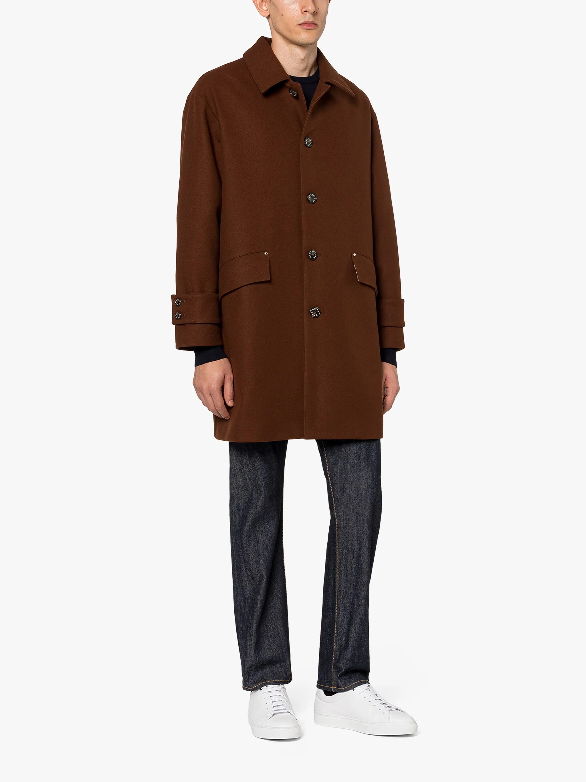 HUMBIE BROWN WOOL OVERCOAT - 2