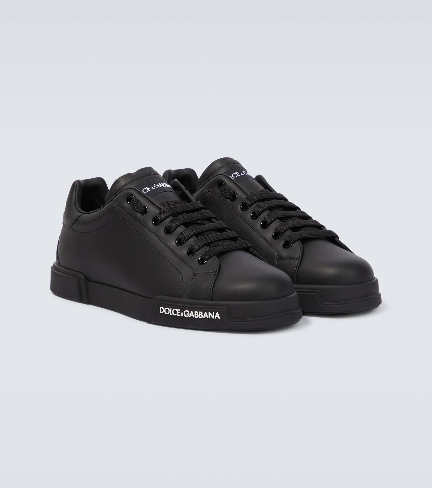 Logo leather sneakers - 5