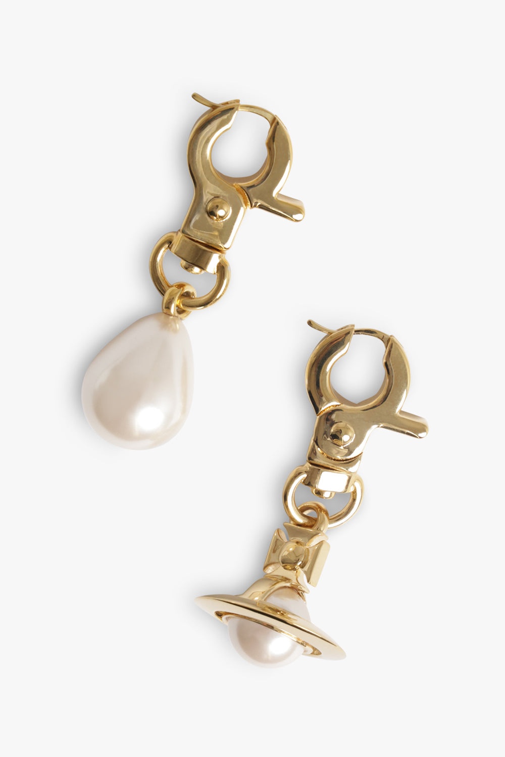 CLAUDE MISMATCH ORB/PEARL EARRINGS | GOLD/WHITE - 2