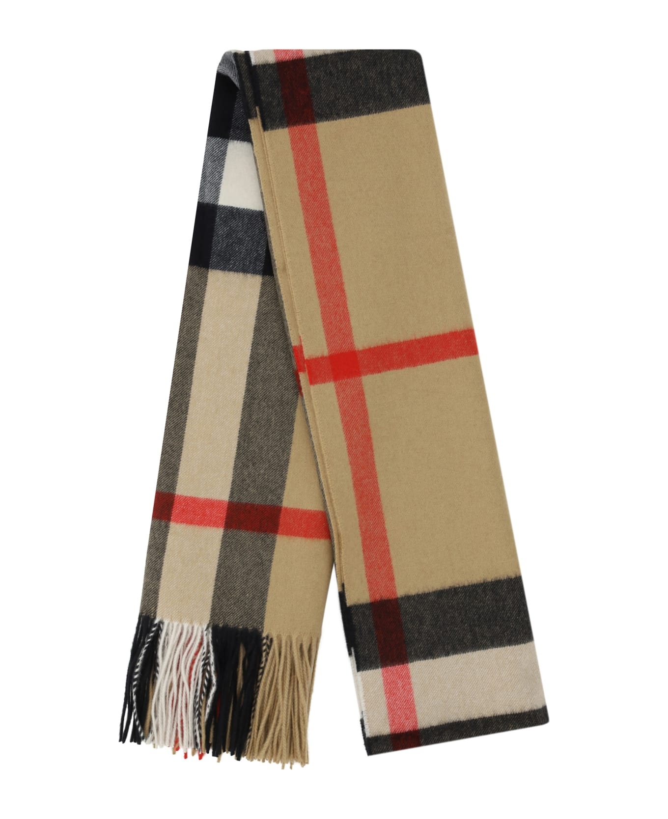 Wide Scarf In Beige Cashmere - 2