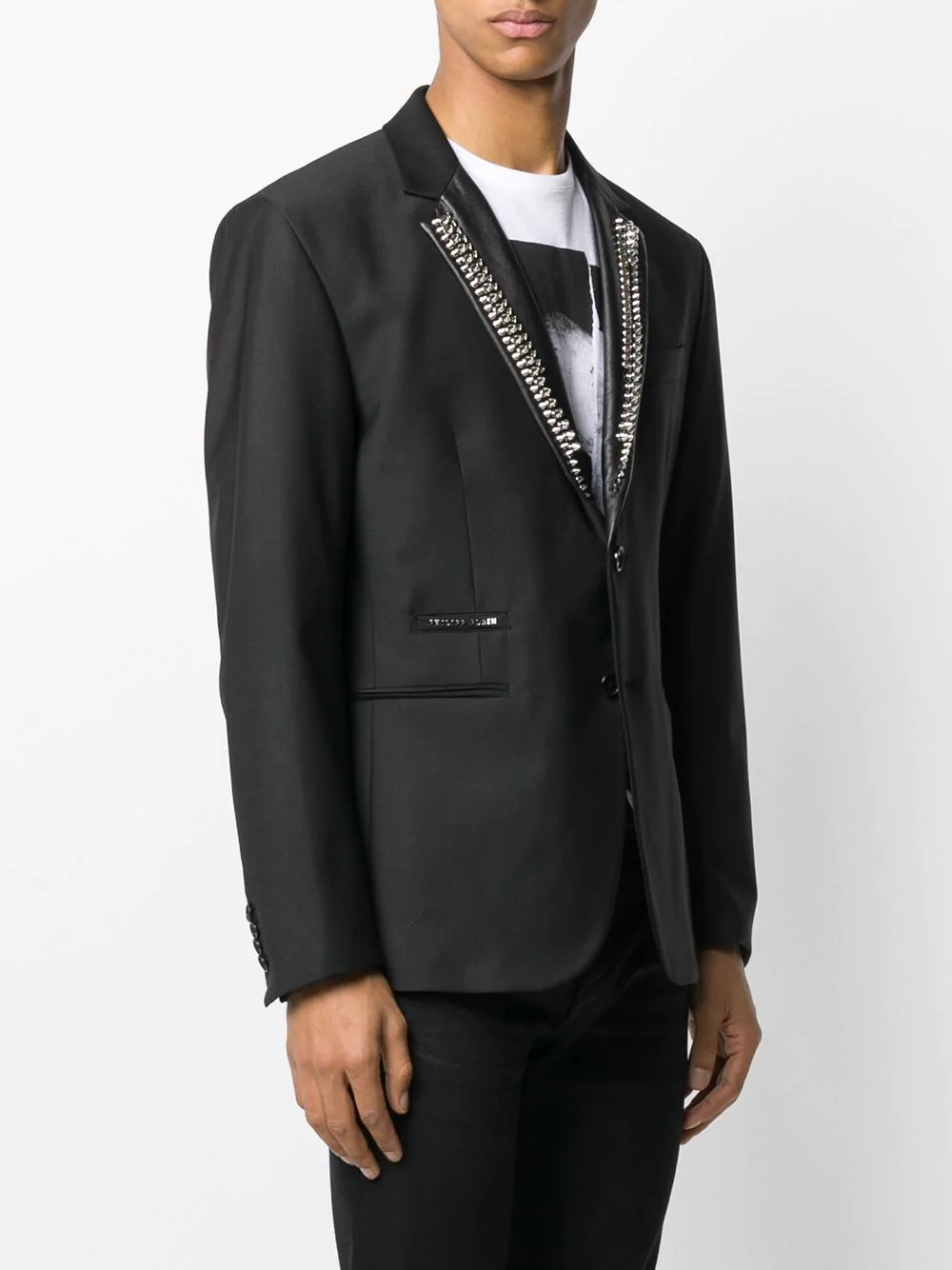 stud embellished tuxedo blazer - 3