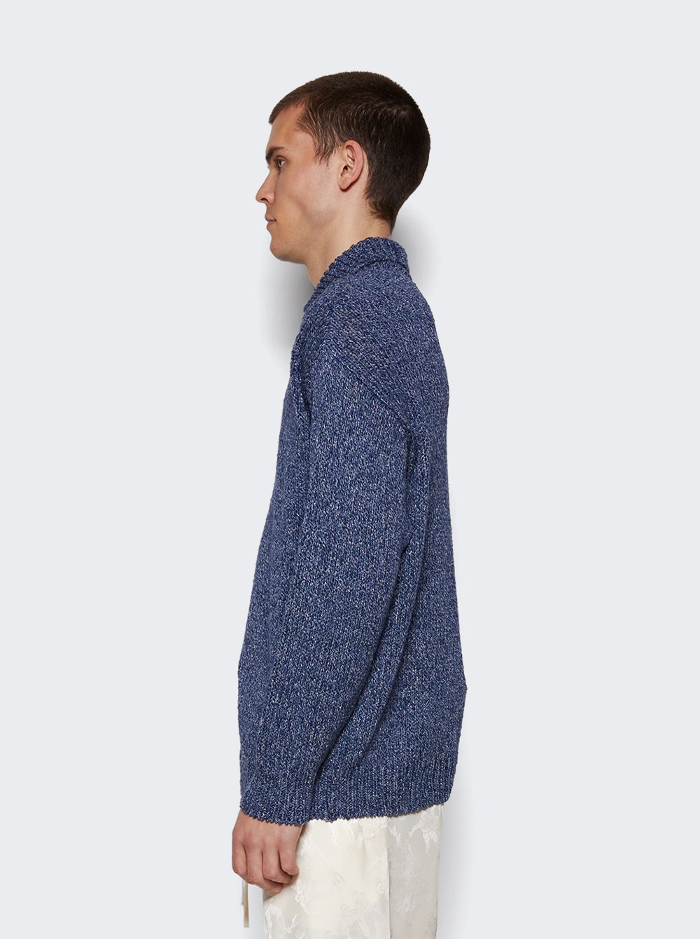 Melange Polo Sweater Blue - 4
