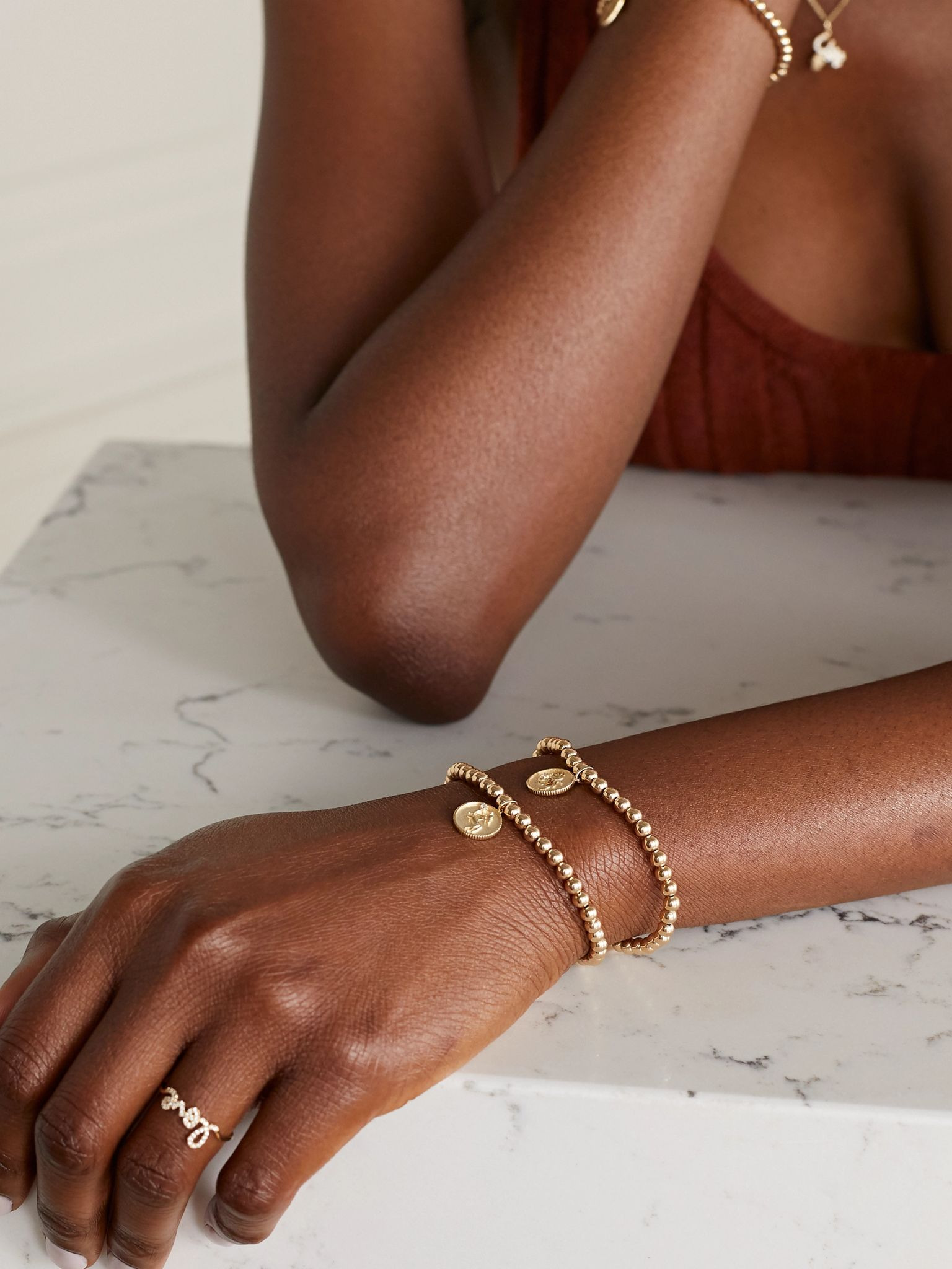 Sagittarius 14-karat gold diamond bracelet Gold - 5