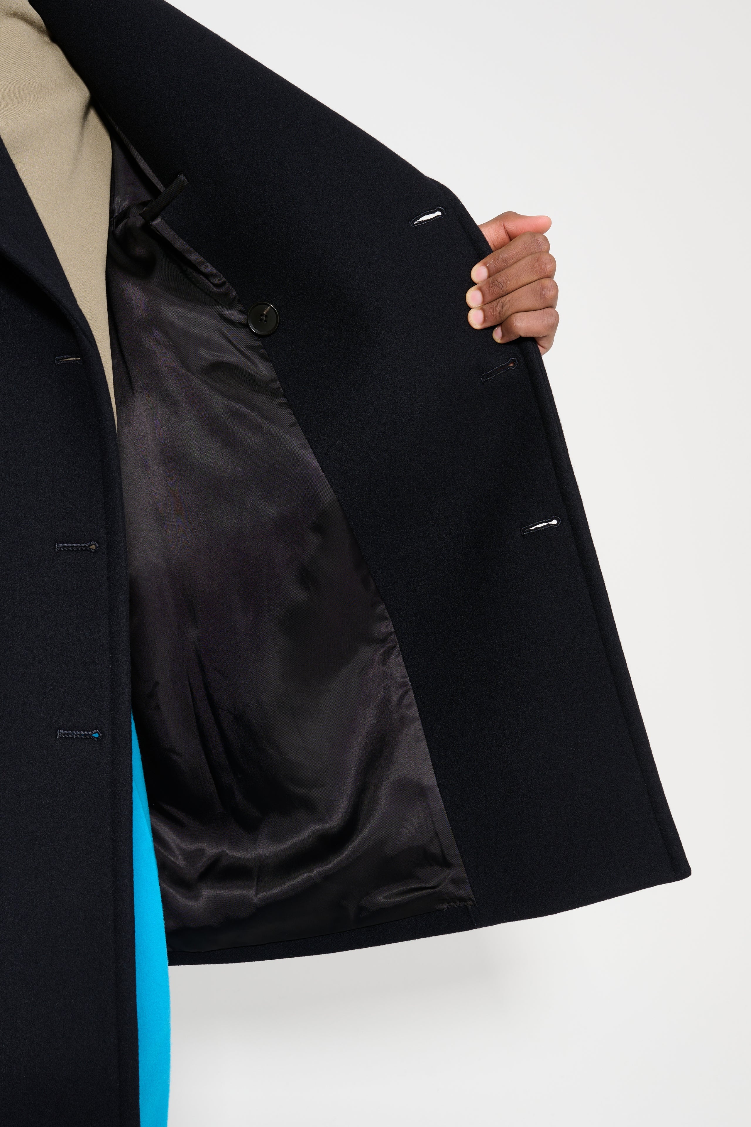 AURALEE AURALEE SPONGE WOOL MELTON P-COAT DARK NAVY