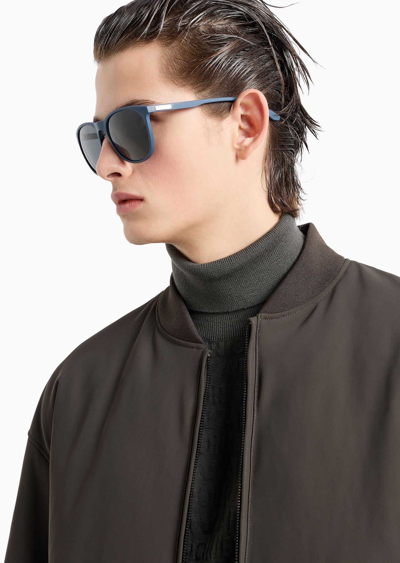 Zipped bomber jacket in technical stretch nylon - 9