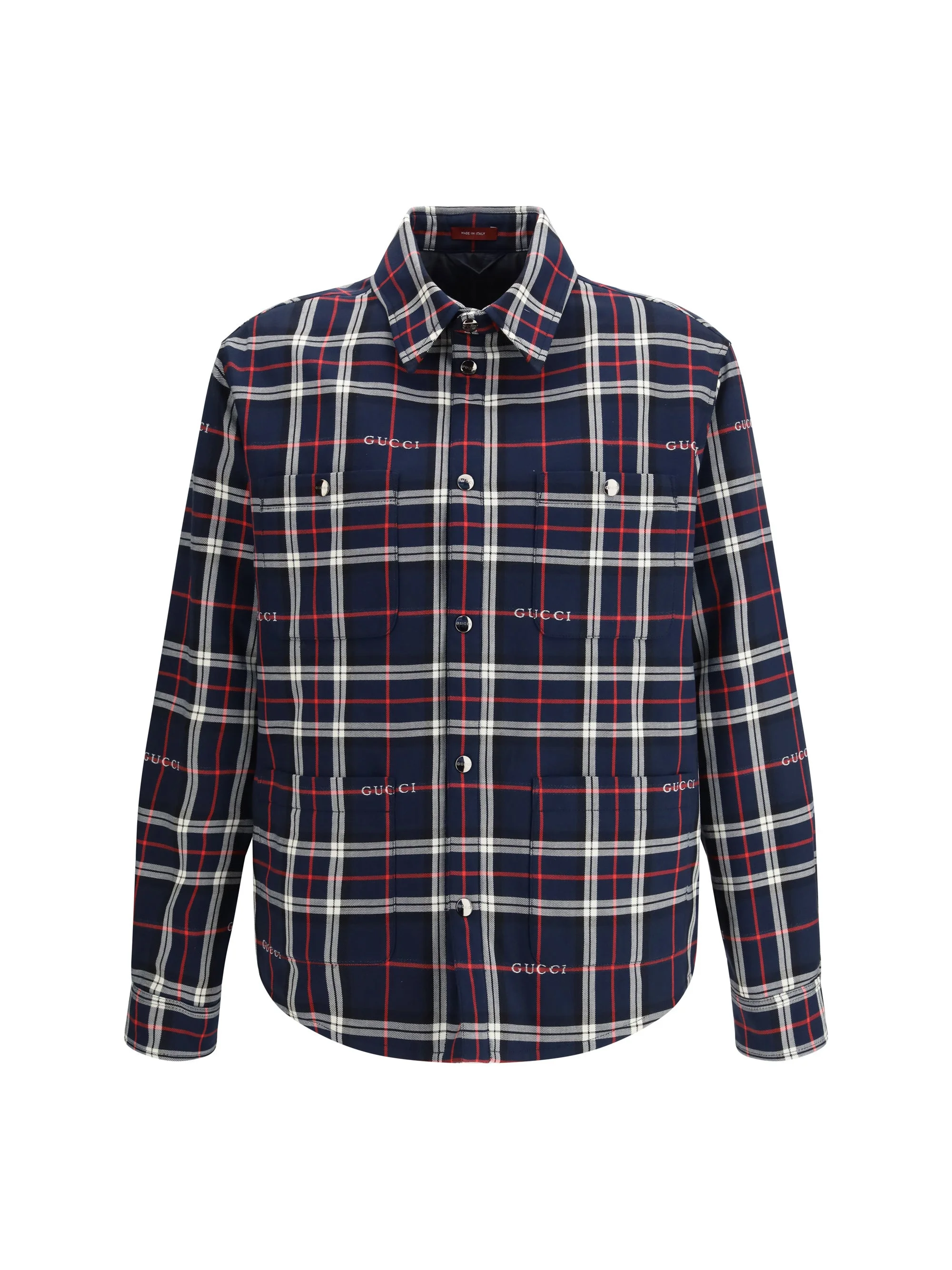 Gucci Men Padded Tartan Cotton Jacquard Shirt - 1