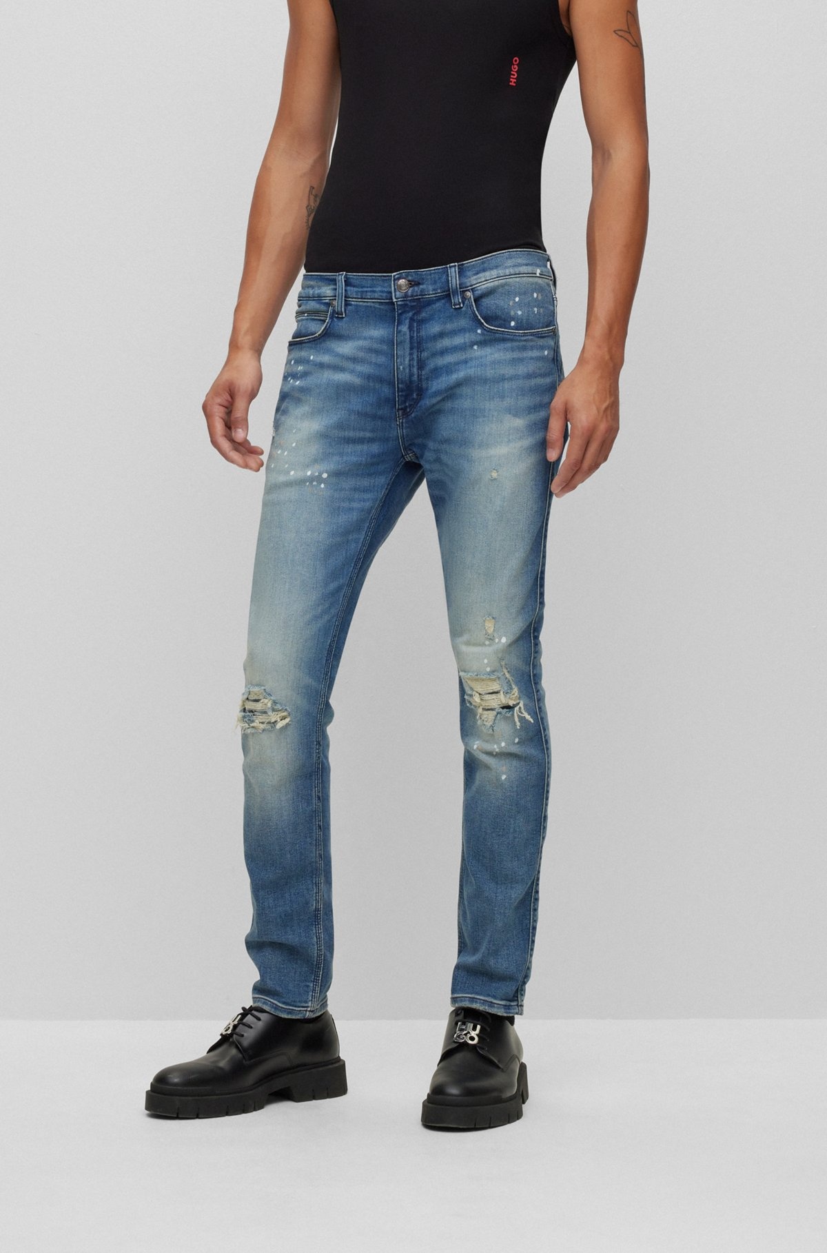 EXTRA-SLIM-FIT JEANS IN BLUE COMFORT-STRETCH DENIM - 2