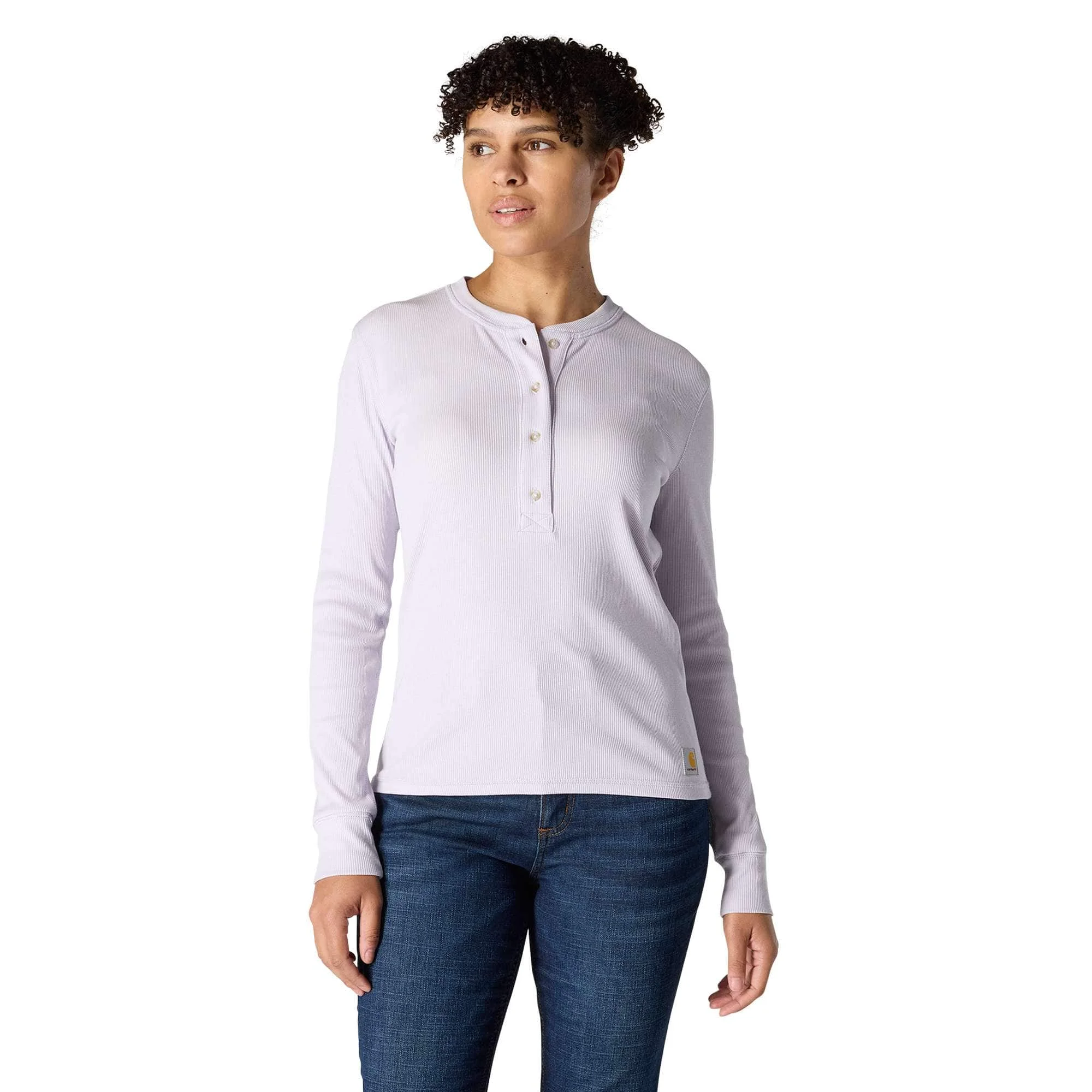Women's TENCEL™ Fiber Series Relaxed Fit Long-Sleeve Ribbed Henley Shirt - 1