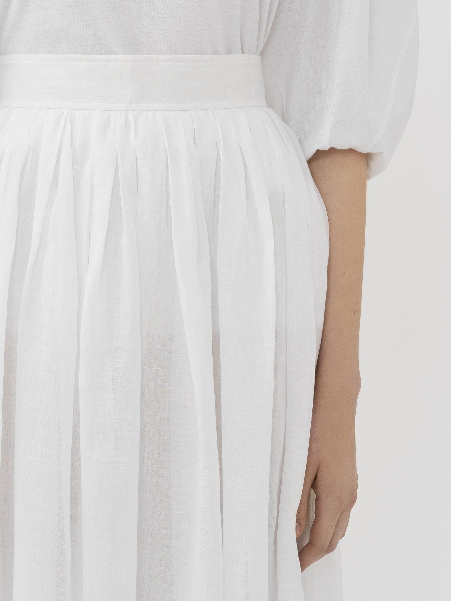GATHERED MID-LENGTH SKIRT - 5