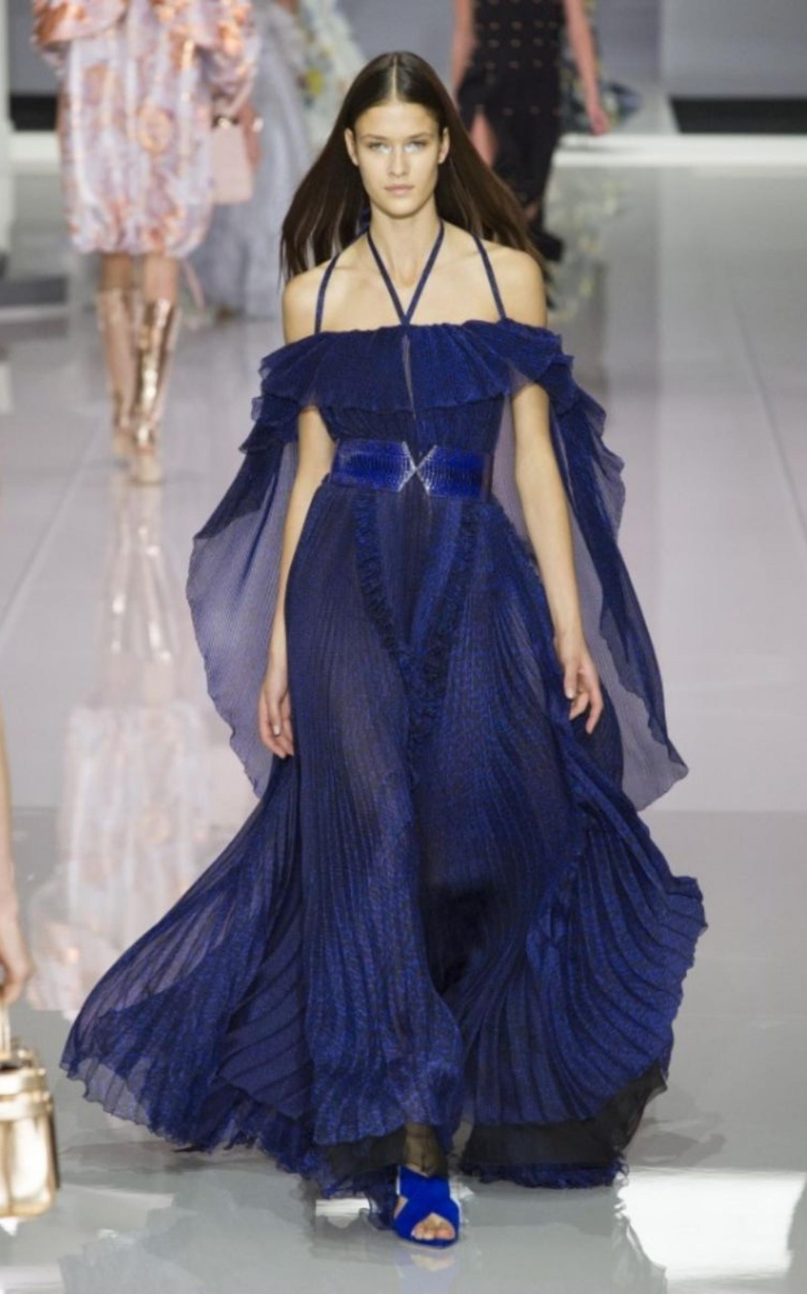 Ralph & Russo - Blue Silk Ball Cape Gown - 2