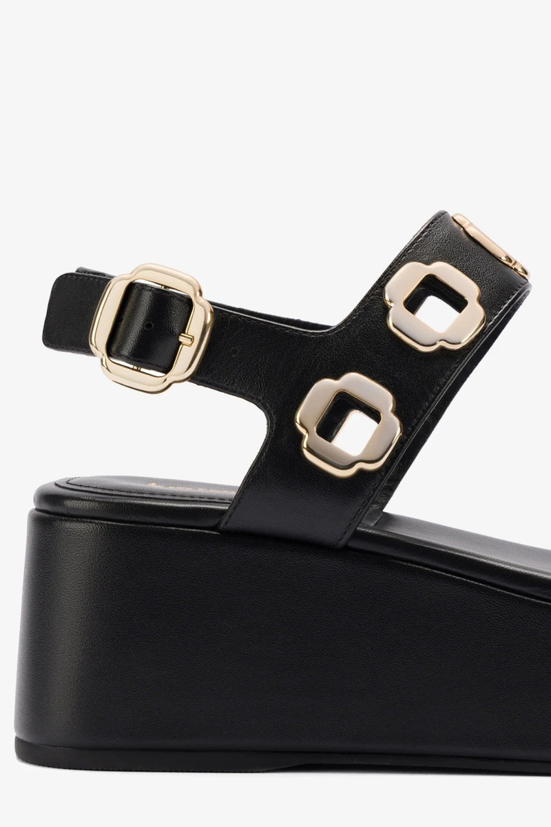 Milan Flatform Sandal In Black Leather 4