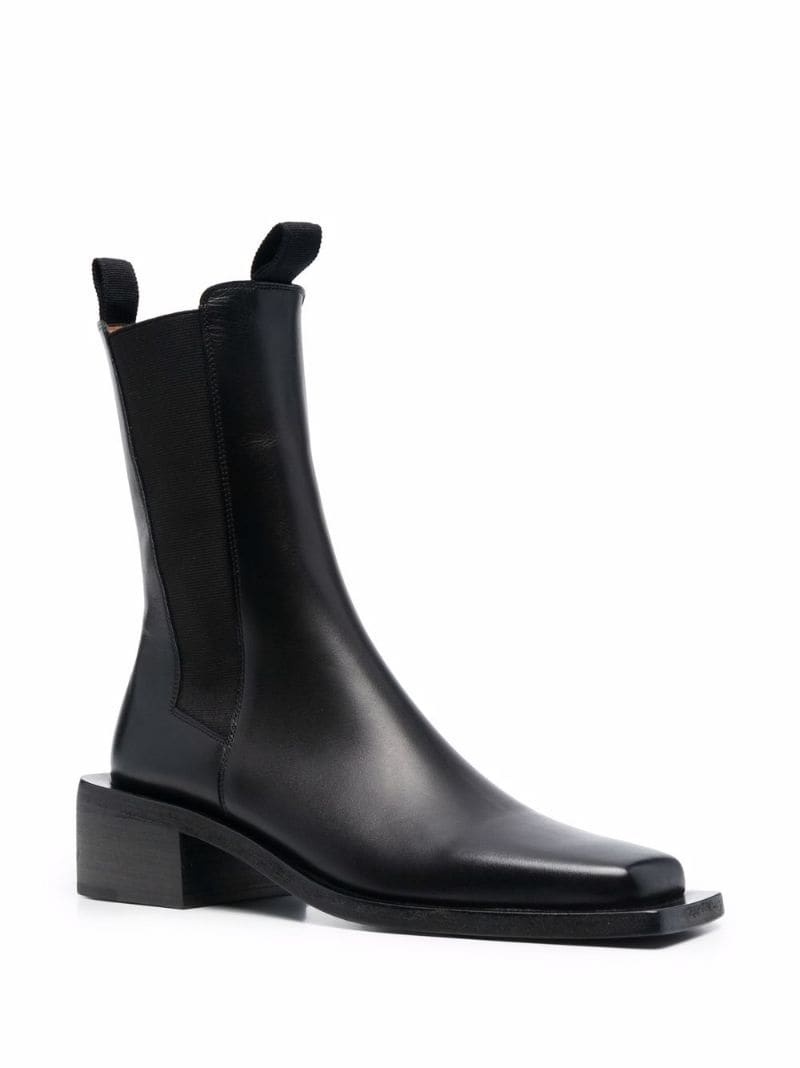 square-toe leather boots - 2