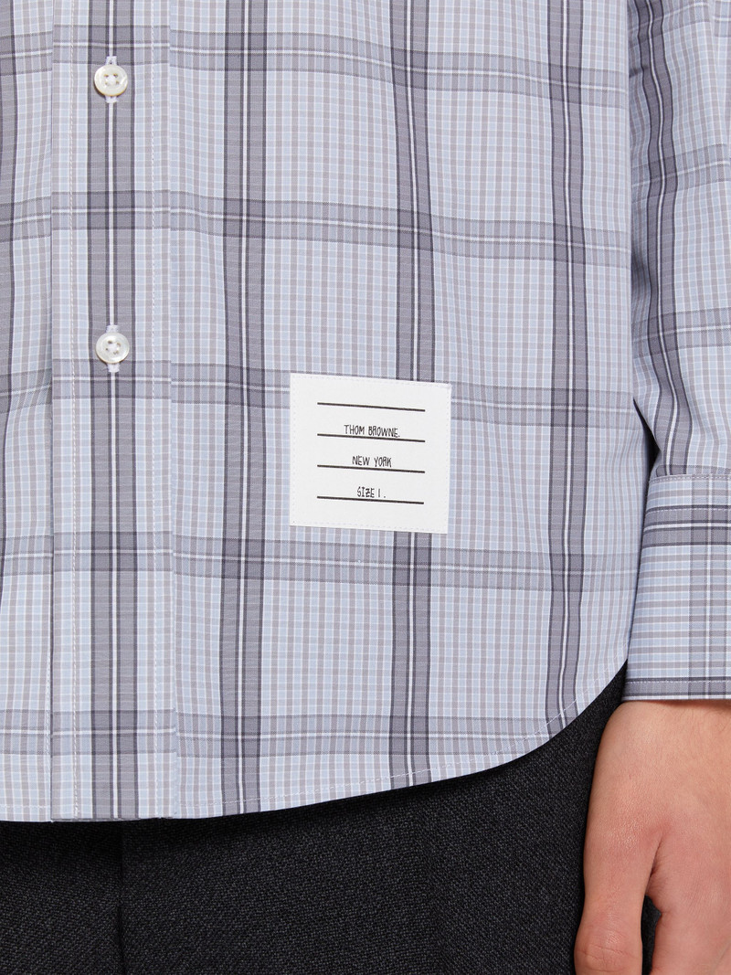 Medium Grey Small Grid Windowpane Check Poplin Grosgrain Armband Straight Fit Shirt 6