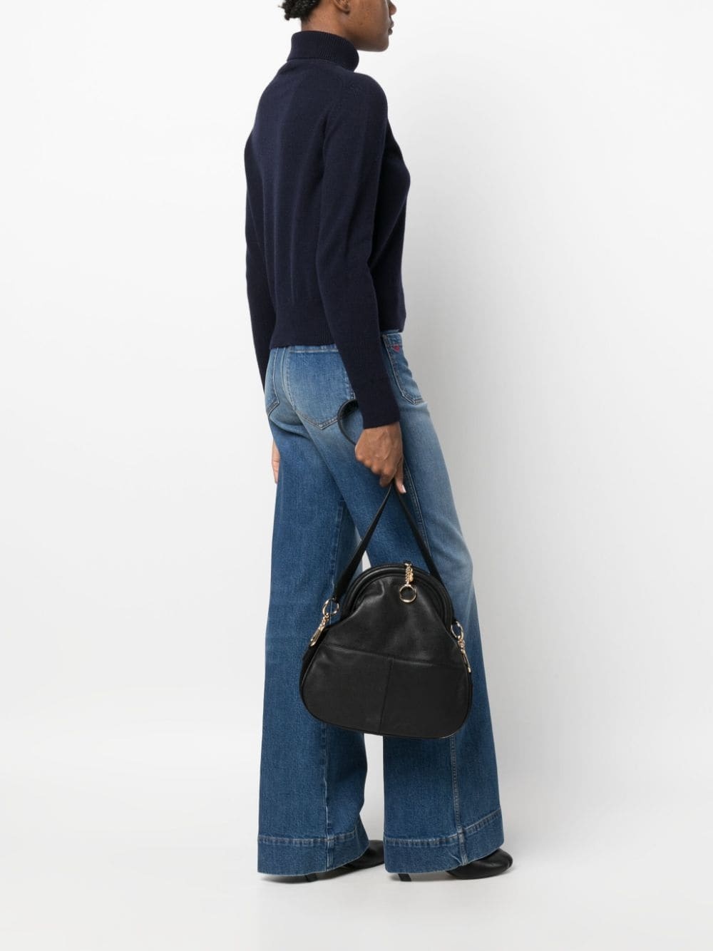 logo-embossed panelled shoulder bag - 2