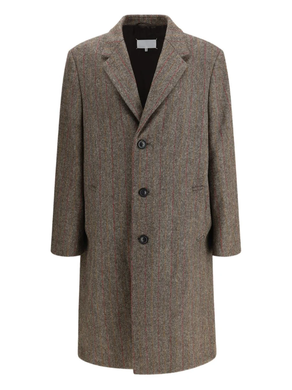 herringbone-pattern button single-breasted coat - 1