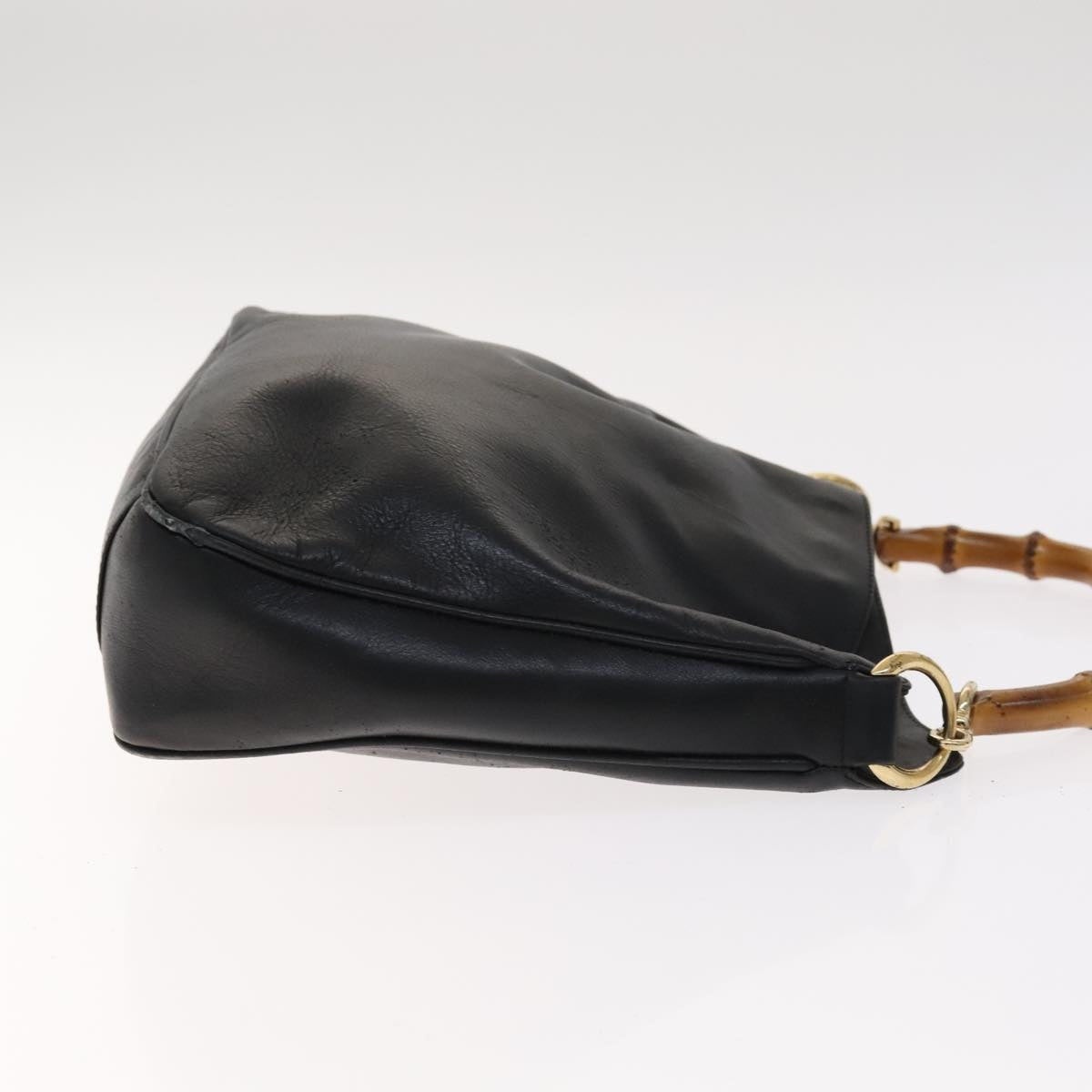 GUCCI Bamboo Hand Bag Leather Black Gold 001 1705 001 1705 - 4