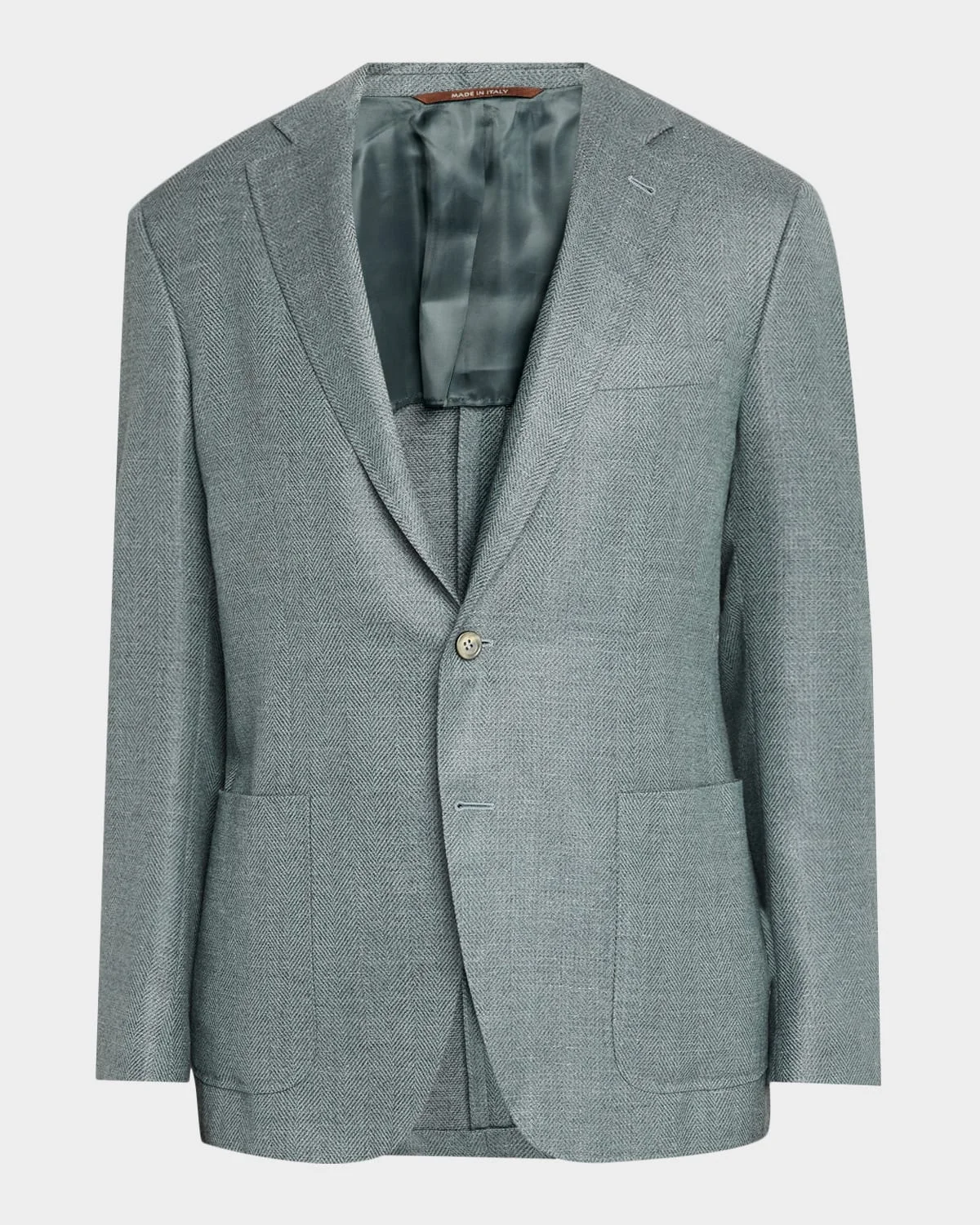 Herringbone Wool-Blend Single-Breasted Blazer - 1