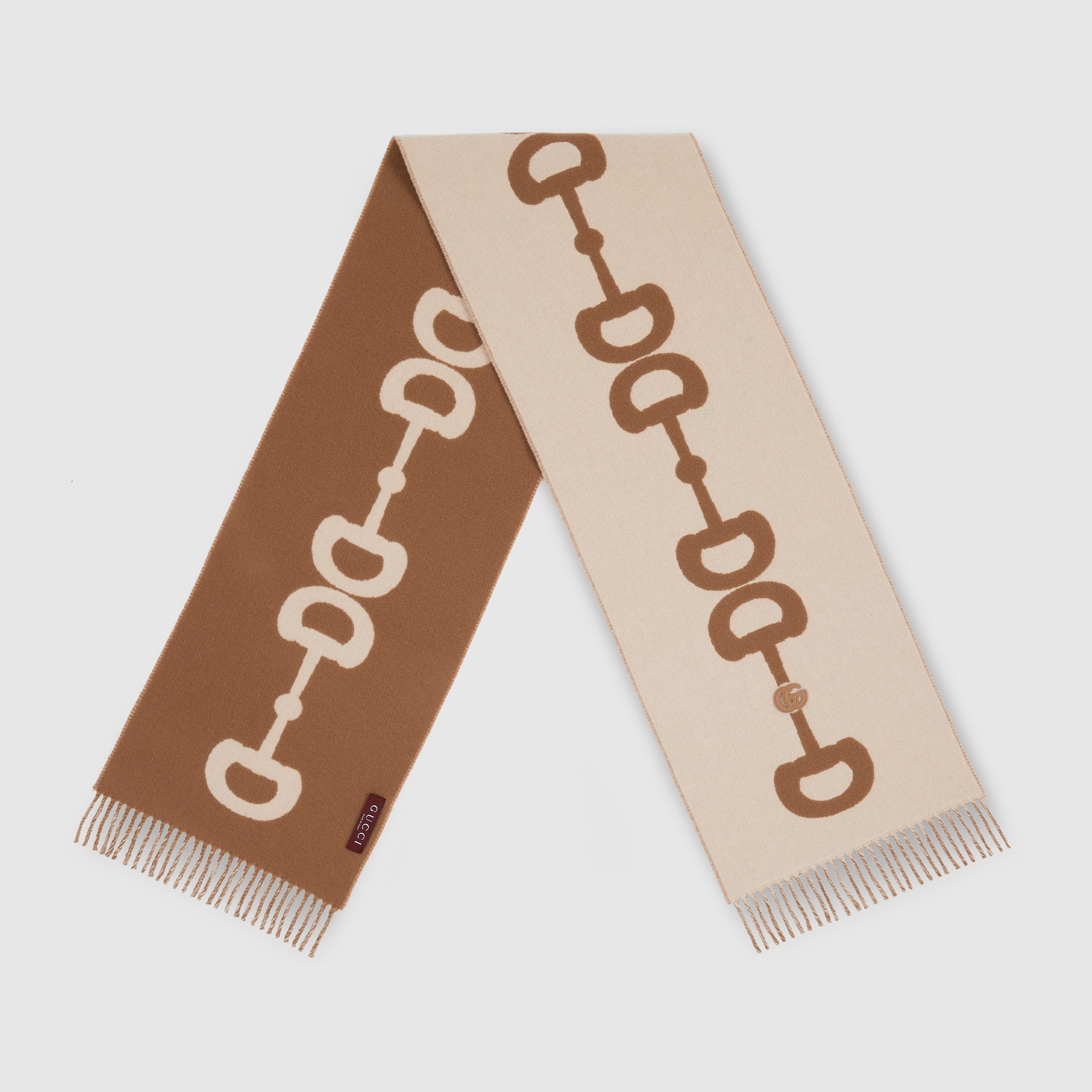 Wool cashmere scarf with intarsia - 2
