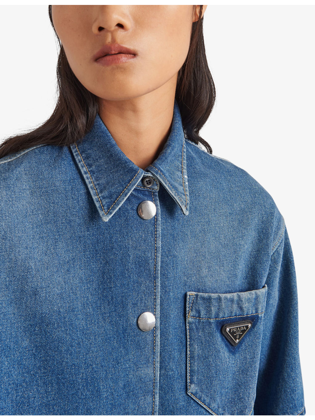 Brand-plaque relaxed-fit denim shirt - 5